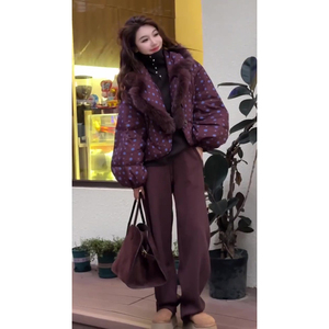 小香风毛绒领羽绒服女秋冬2023新款韩版气质高级感加厚洋气小棉袄