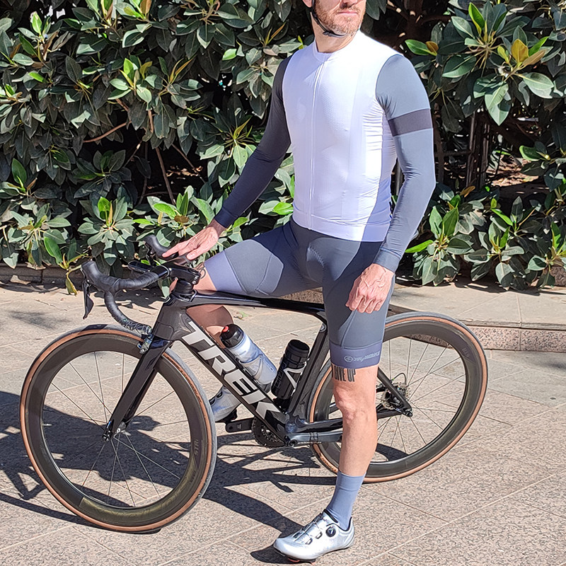 YKYWBIKE长袖骑行服男春秋季自行车公路车山地车拼袖速干骑行装备 - 实物图