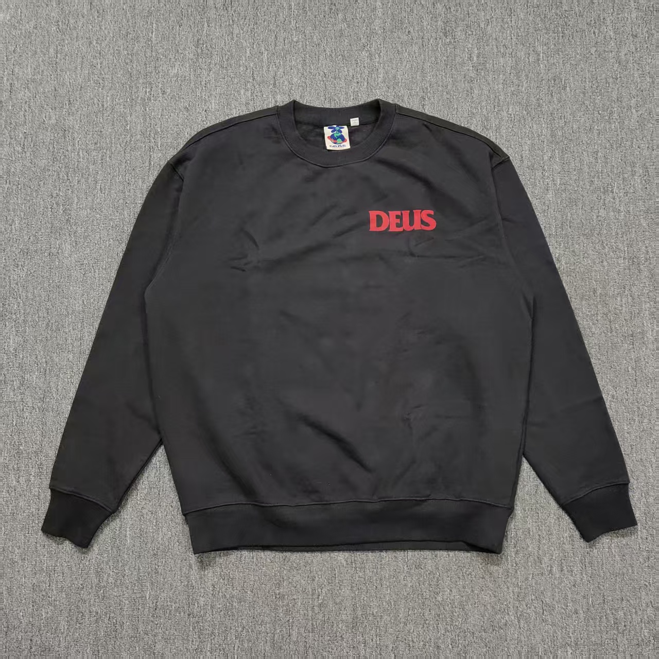 DEUS EX MACHINA 黑色圆领卫衣  加绒秋冬季 潮流 机车