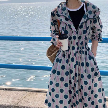 时尚印花防晒衣女中长款2025夏季新款韩版宽松轻薄透气防晒服洋气