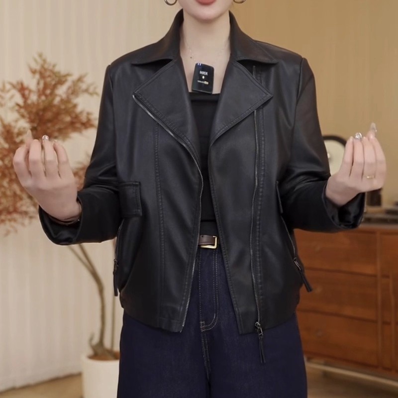真皮衣外套女2025新款春秋爆款小个子短款可水洗皮夹克上衣