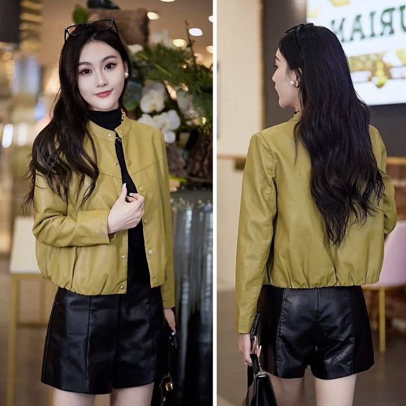 皮衣外套女士短款2025春秋韩版新款设计感简约小个子休闲皮夹克,女装/女士精品,短外套,淘宝优惠券,粉丝福利购,淘宝优惠卷
