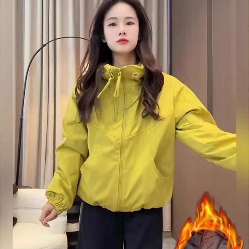 2025秋冬季新款女士洋气爆款加厚连帽棉服外套宽松休闲夹棉冲锋衣