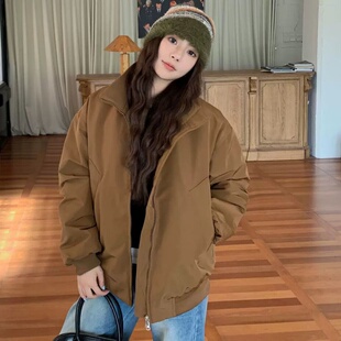 夹棉棒球服厚外套棉衣女款2026冬季新款宽松大码百搭夹克棉服袄子