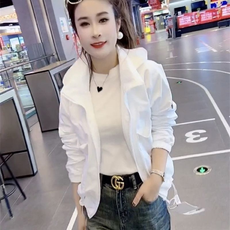 防晒衣女夏季薄款外套2025年新款小个子宽松百搭连帽短款防晒上衣