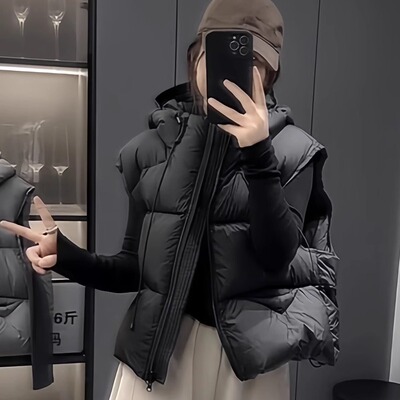 欧货短款羽绒棉服马甲女款秋冬季2025新款小个子外穿背心坎肩外套