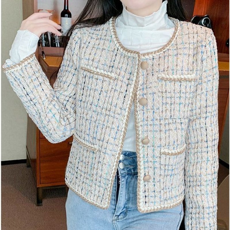 设计感小香风外套女2025秋装新款法式夹克小个子短款粗花呢上衣,女装/女士精品,短外套,淘宝优惠券,粉丝福利购,淘宝优惠卷