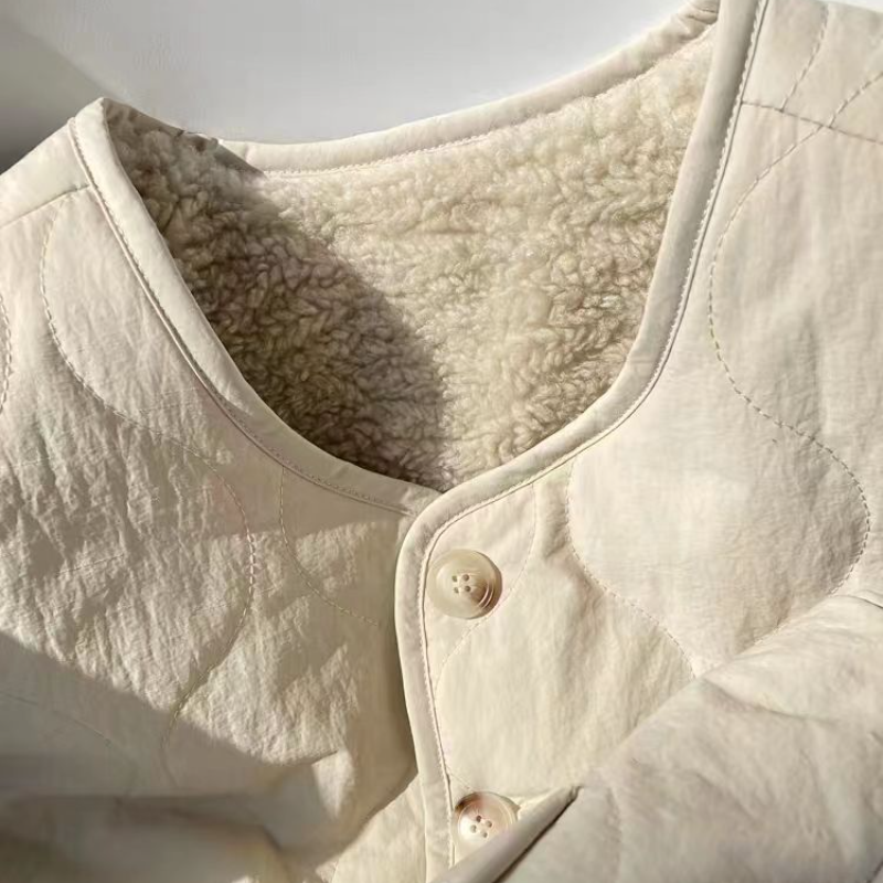 2025新款双面穿羊羔毛羽绒棉马甲女秋冬文艺宽松无袖正反两穿外套