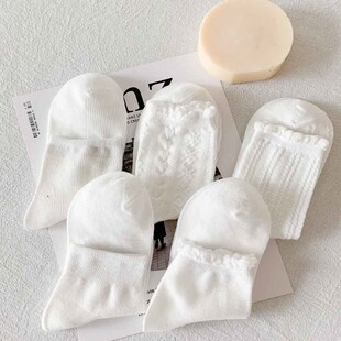 白袜子女日系jk袜中筒袜白色花边袜春季 堆堆袜黑袜子洛丽塔袜 薄款