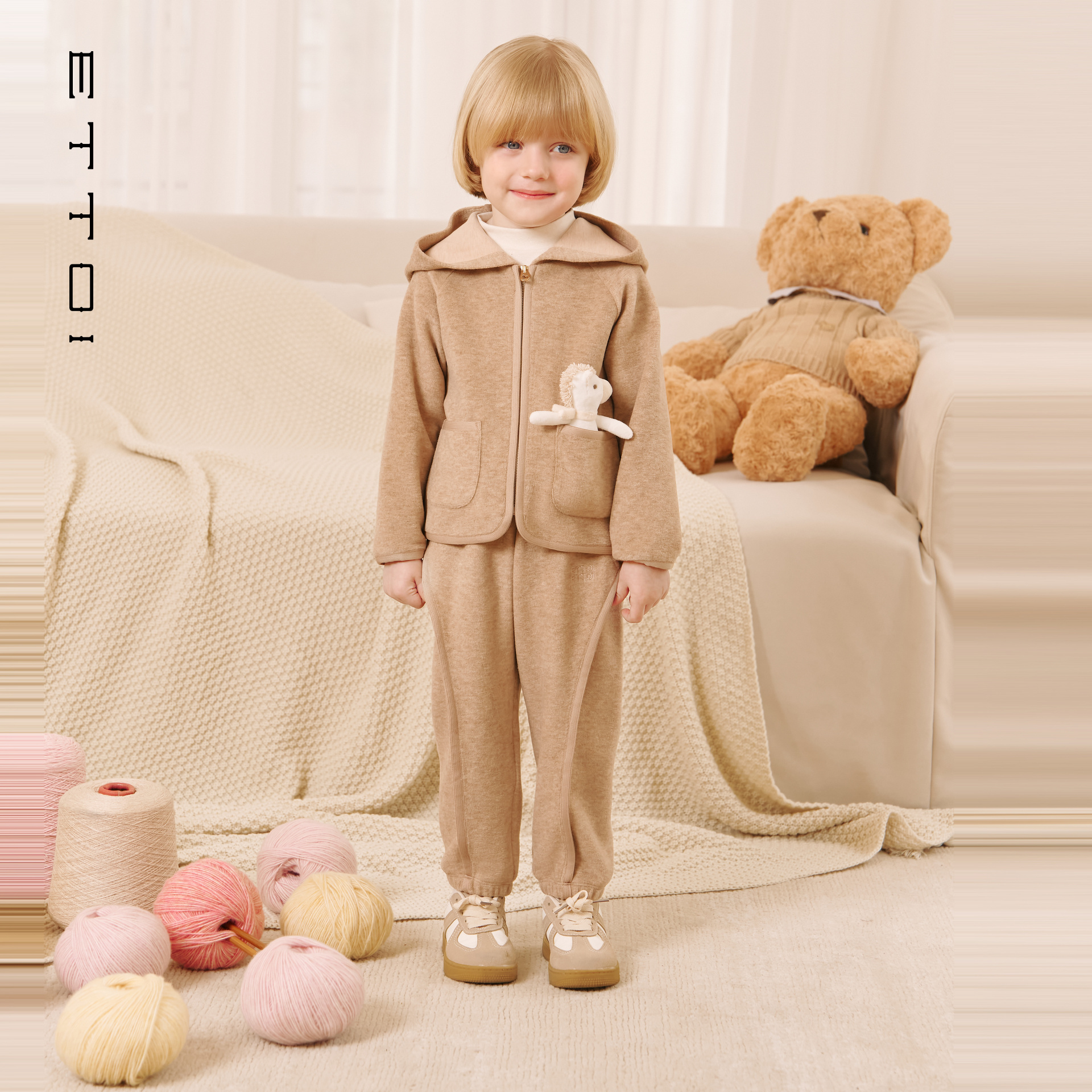 【绵羊毛】ETTOI爱多娃儿童套装男女童可爱外套/裤子2025冬季新款