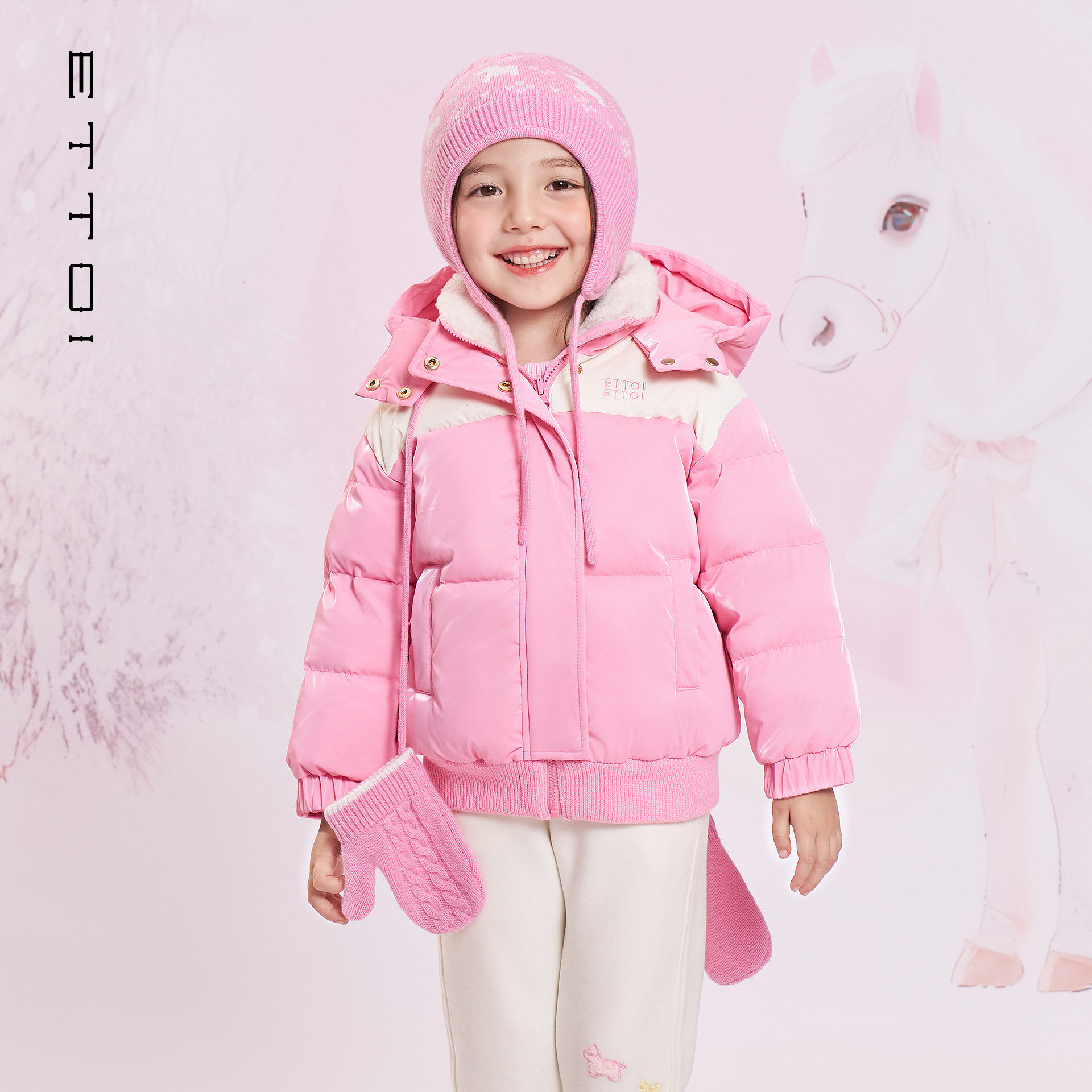 【羊毛+山羊绒】ETTOI爱多娃儿童保暖毛球毛线帽子2025年冬季新款,童装/婴儿装/亲子装,帽子,淘宝优惠券,粉丝福利购,淘宝优惠卷