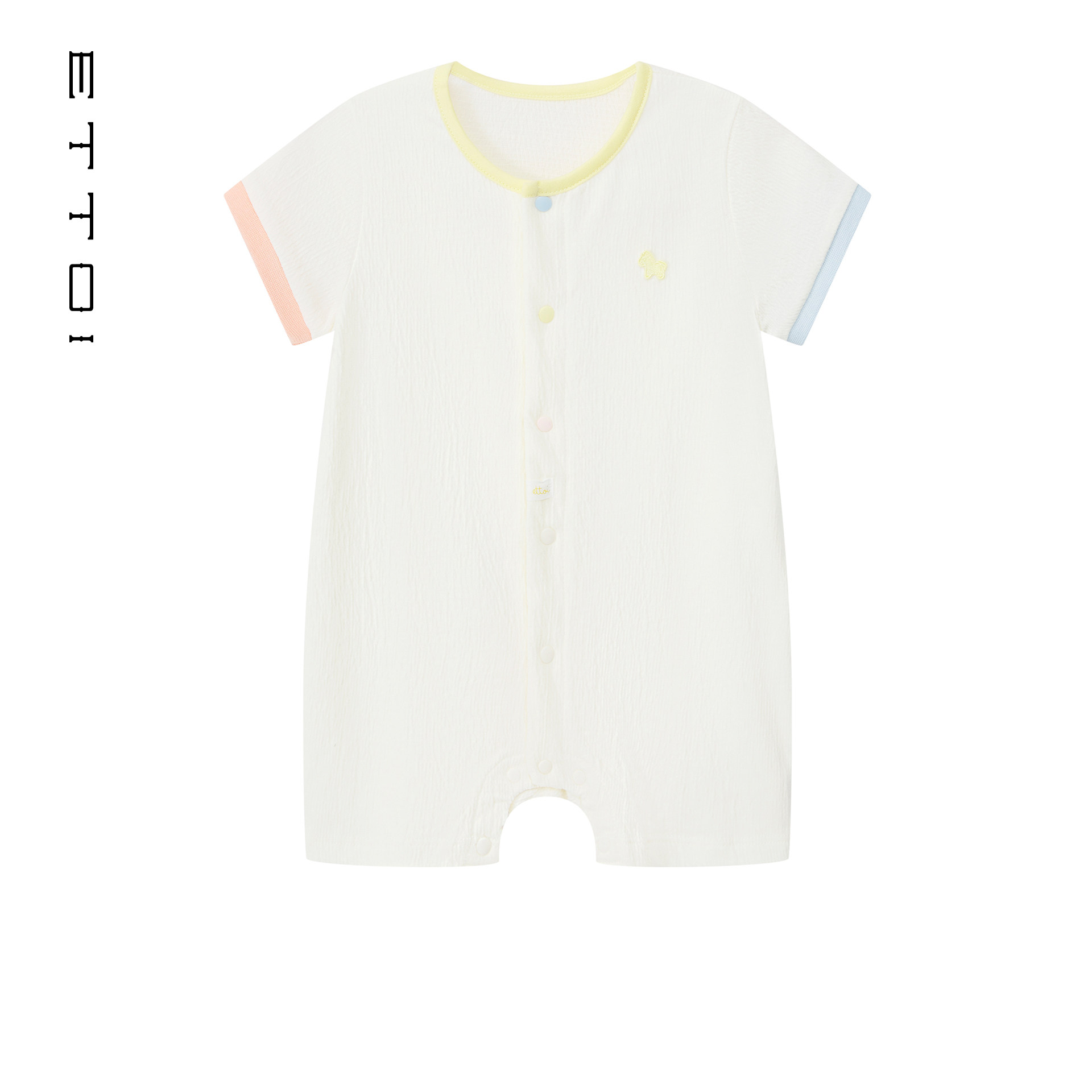 朗姿童装/ETTOI爱多娃2025夏季新款连身衣拼色棉质宝宝内衣