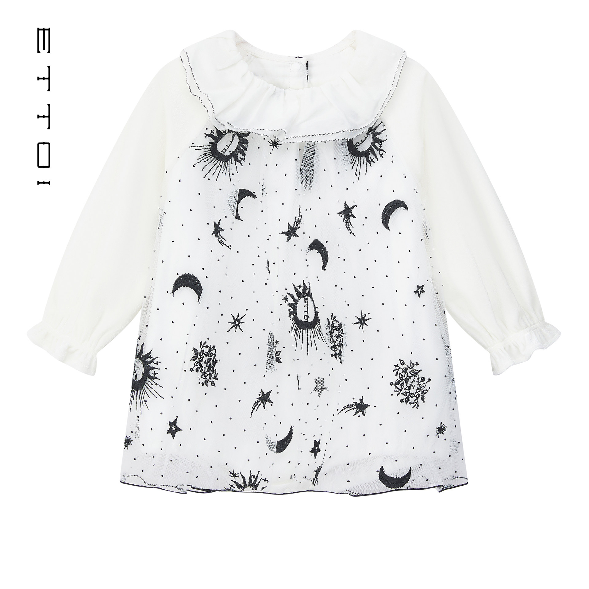 朗姿童装/ETTOI爱多娃婴童设计感连体服女童重工外出爬服夏季新款