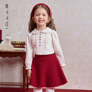 【100纯棉】ETTOI爱多娃女童打底衫娃娃领长袖百搭T恤2026春新款