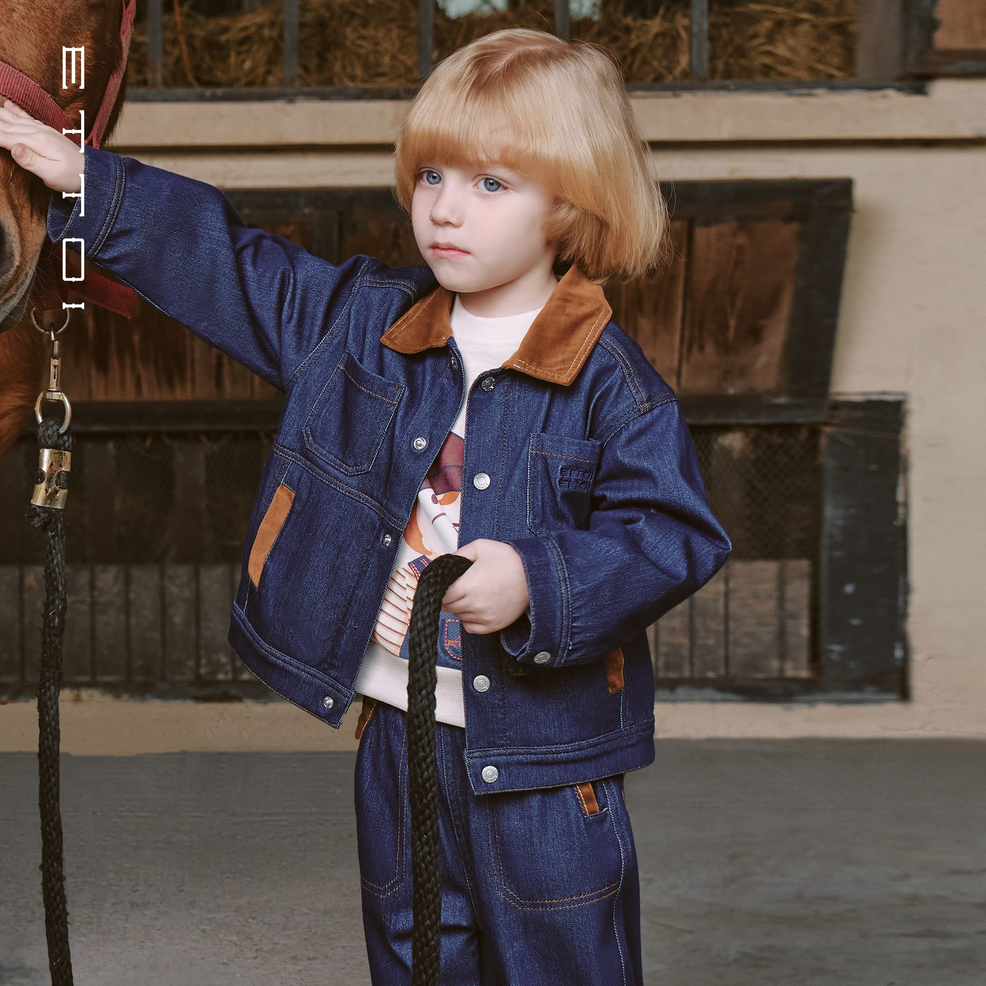 【朗姿集团】ETTOI爱多娃2025秋季新款挺阔舒适牛仔外套长裤套装