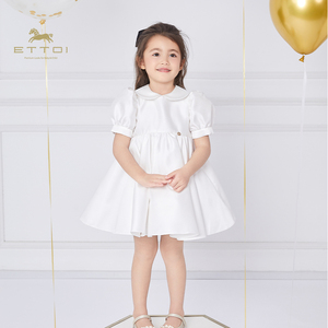 朗姿童装/ETTOI爱多娃儿童白色公主裙女童娃娃领连衣裙春季新款