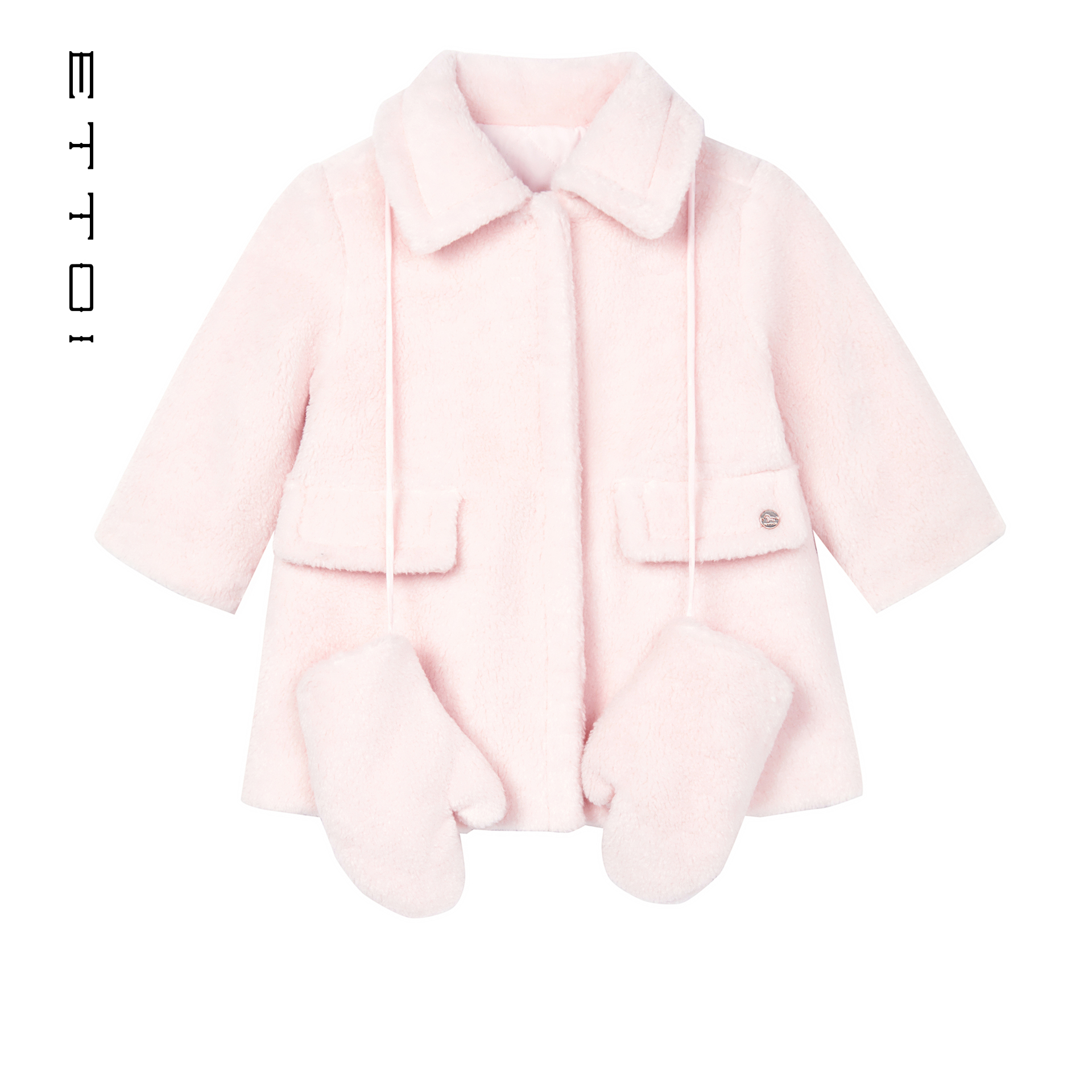 【朗姿集团】ETTOI爱多娃秋冬新款气质粉色甜美女童小香风呢大衣