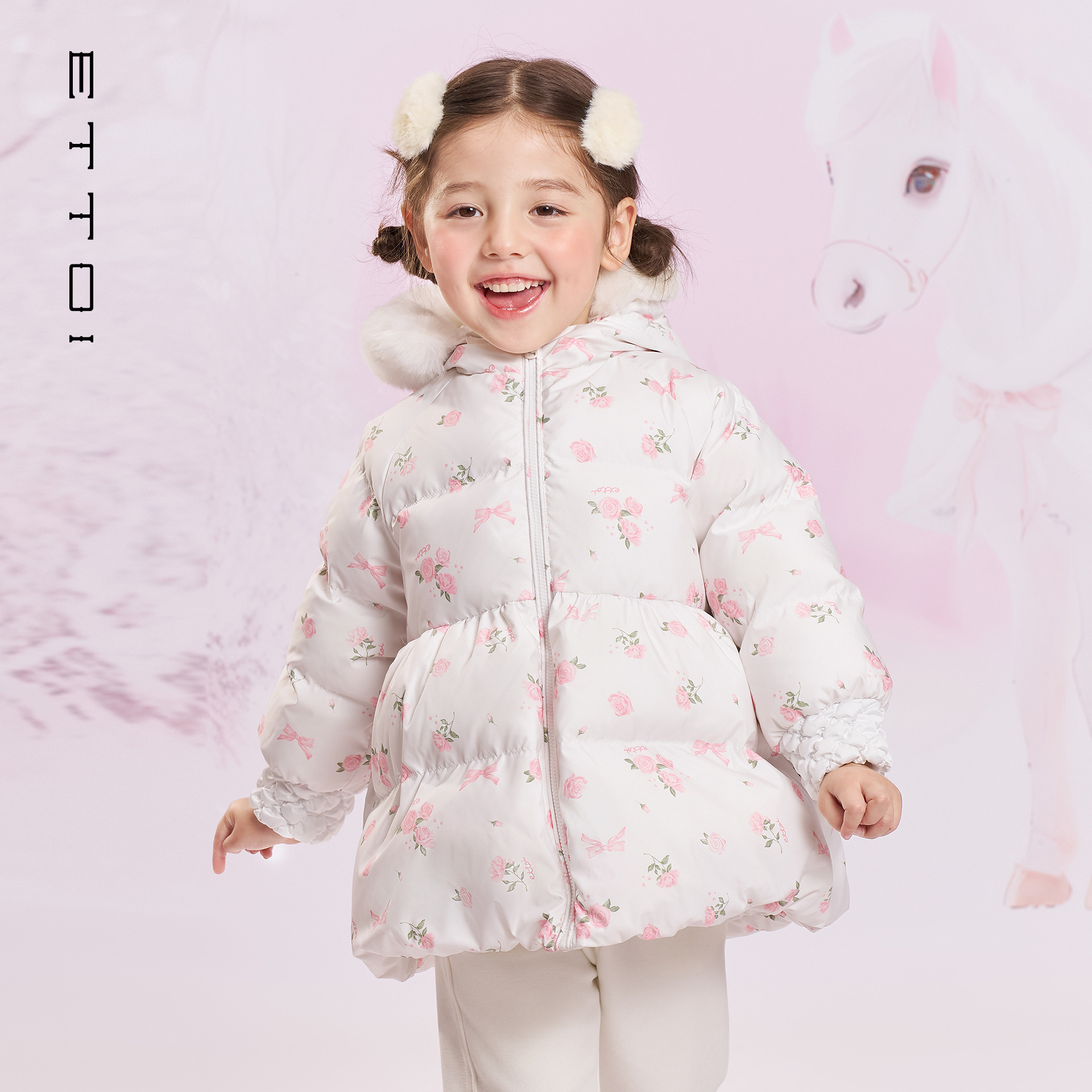 朗姿童装/ETTOI爱多娃儿童羽绒服女童鸭绒保暖外套2025年冬季新款