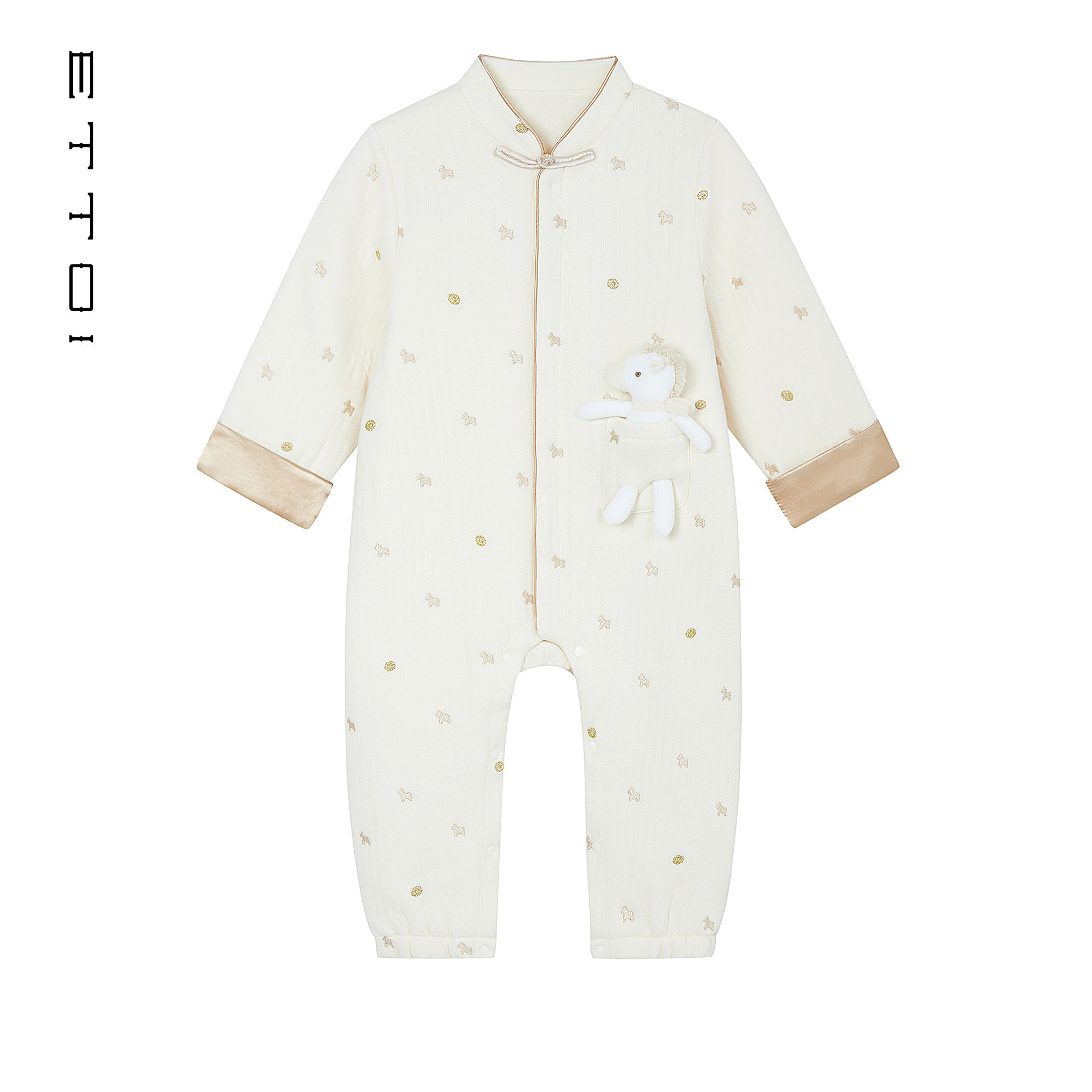 朗姿童装/ETTOI爱多娃儿童连体服婴儿新中式包屁衣2025年冬季新款