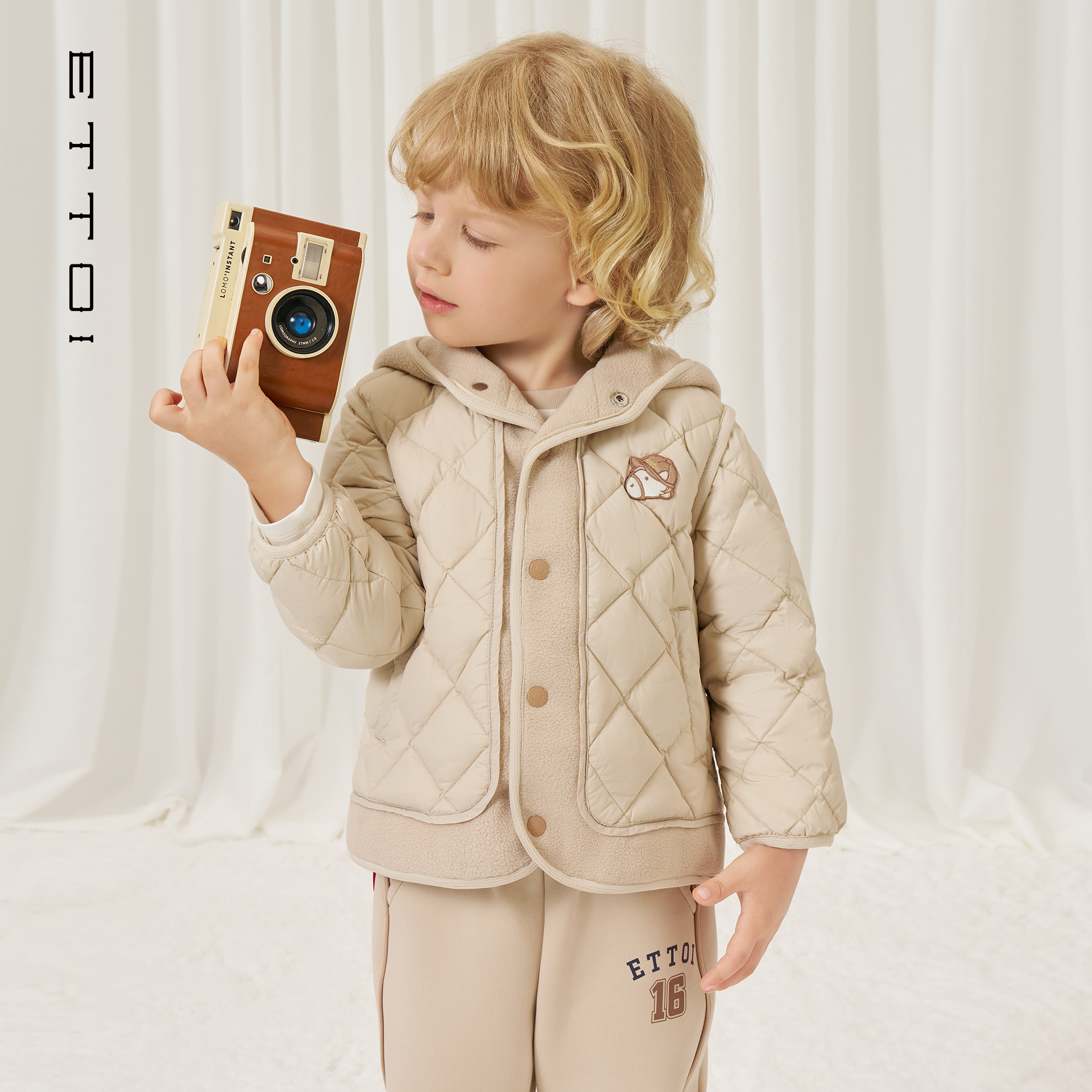 朗姿童装/ETTOI爱多娃儿童棉服男女童连帽保暖外套2025年冬季新款