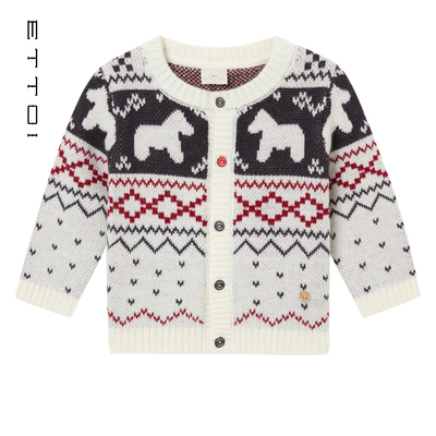 【绵羊毛】ETTOI爱多娃儿童毛衣男女童费尔岛针织衫2025冬季新款