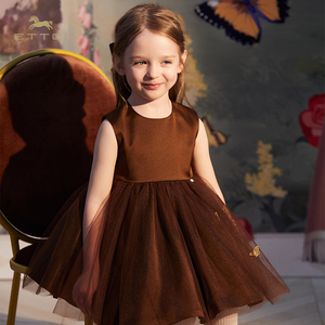 朗姿童装/ETTOI爱多娃女童连衣裙刺锈背心礼服蓬蓬公主裙冬季新款