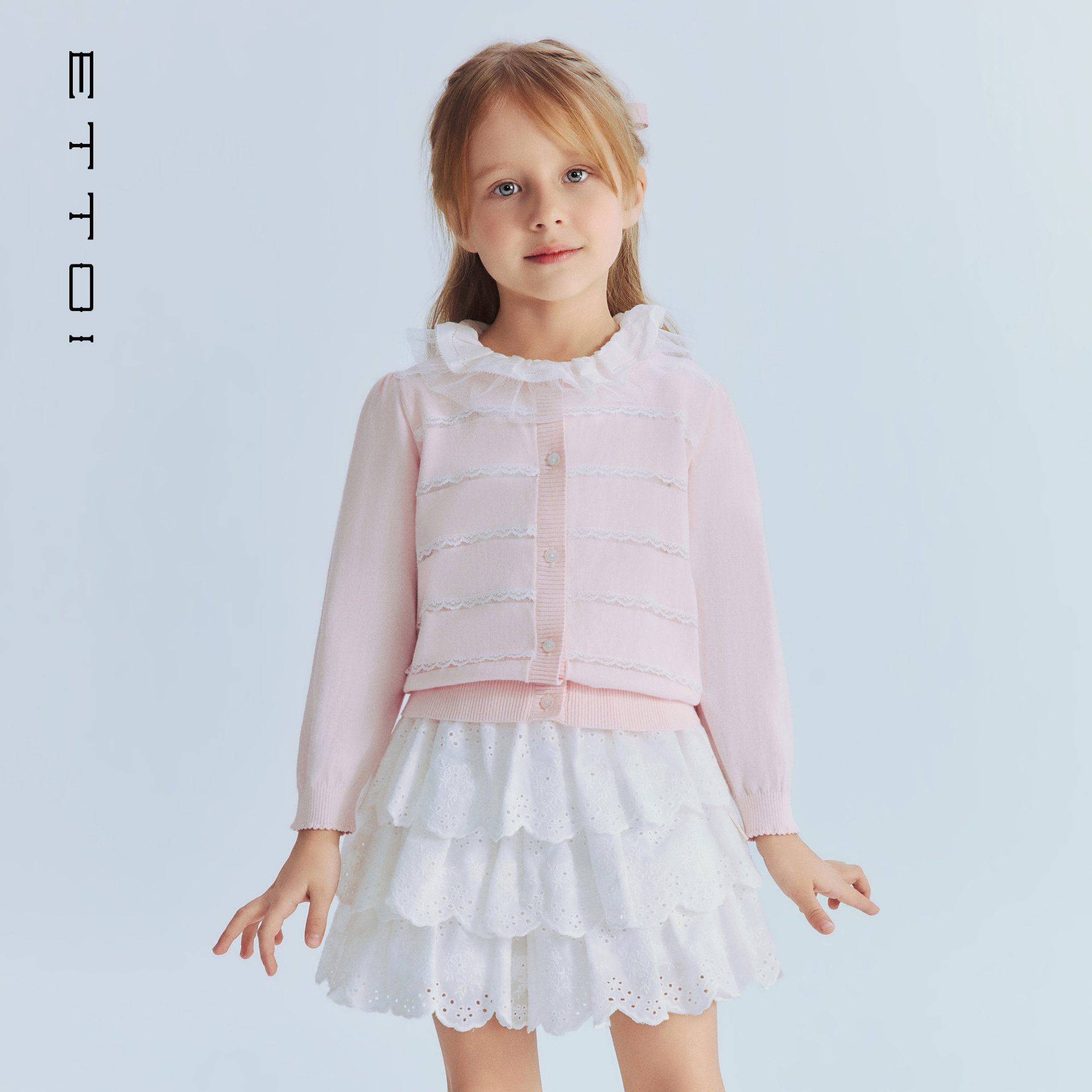 【莱赛尔】ETTOI爱多娃女童甜美风薄款百搭针织开衫2026夏季新款