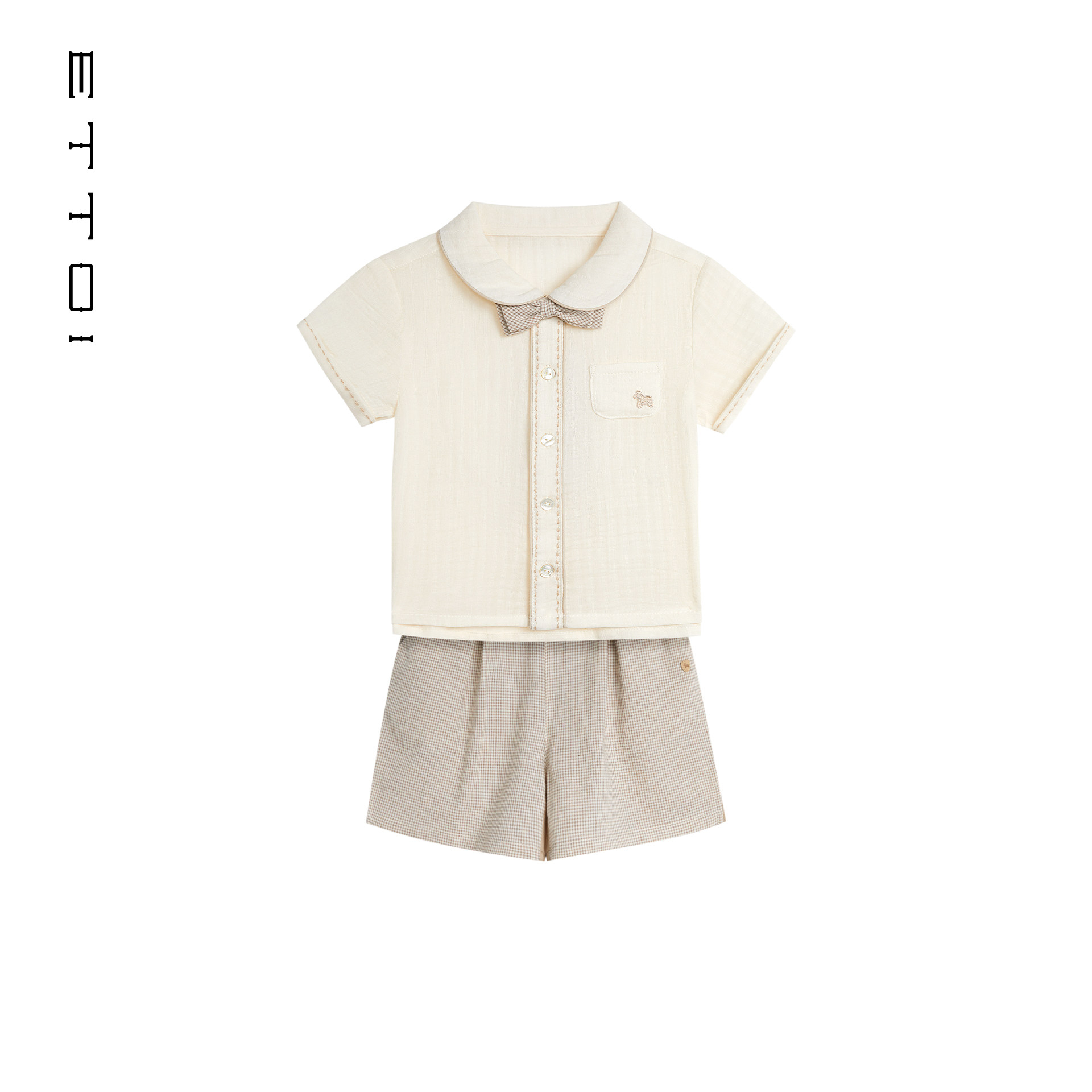 朗姿童装/ETTOI爱多娃幼童英伦风礼服翻领蝴蝶结2026春夏新款套装