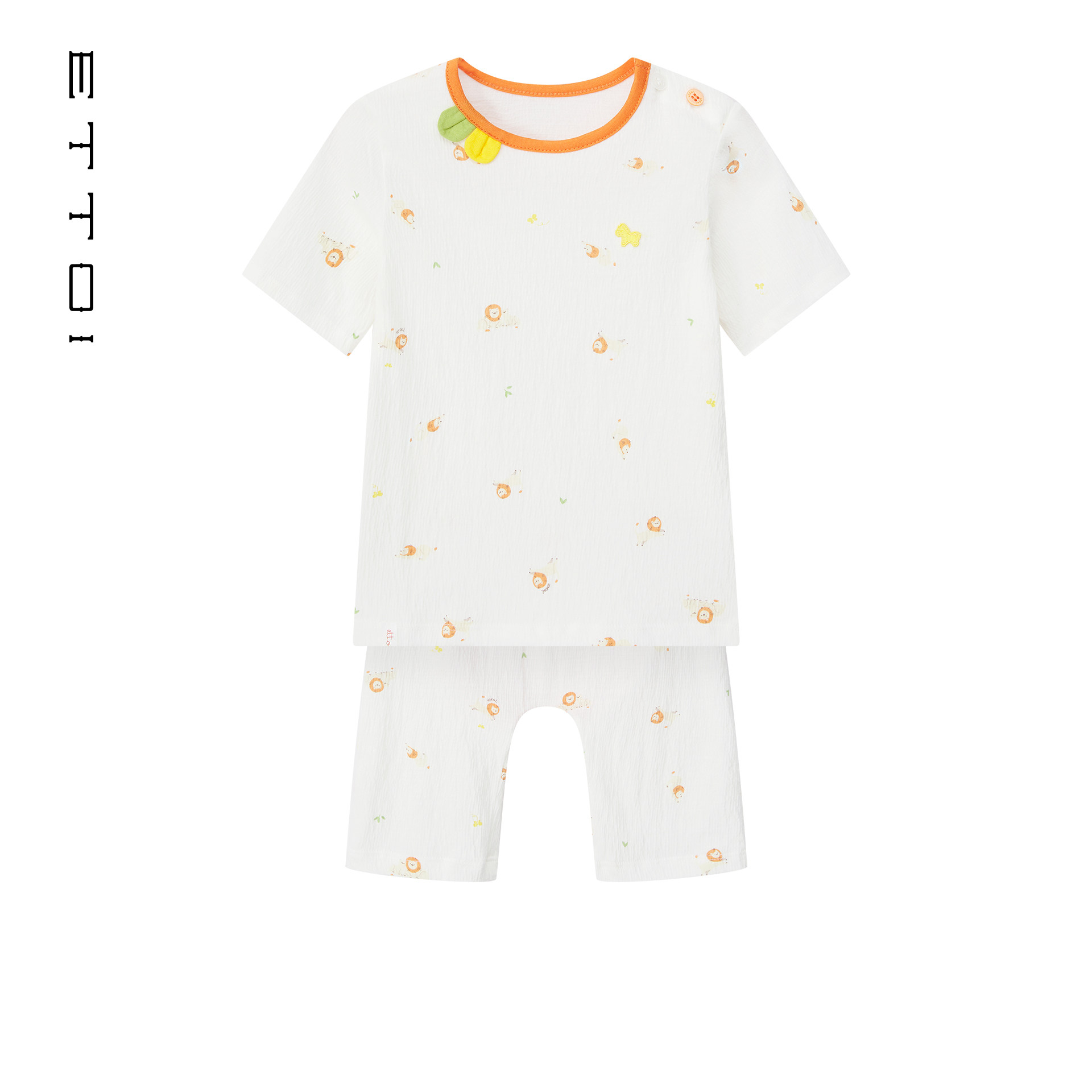 朗姿童装/ETTOI爱多娃新生婴儿棉质套装短袖上衣/短裤夏季新款