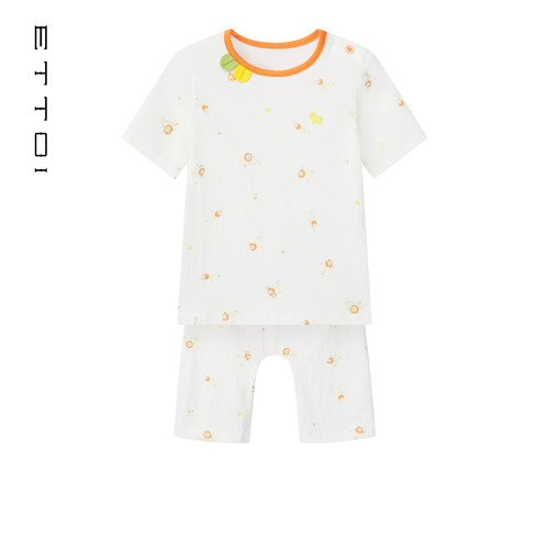 朗姿童装/ETTOI爱多娃新生婴儿棉质套装短袖上衣/短裤夏季新款
