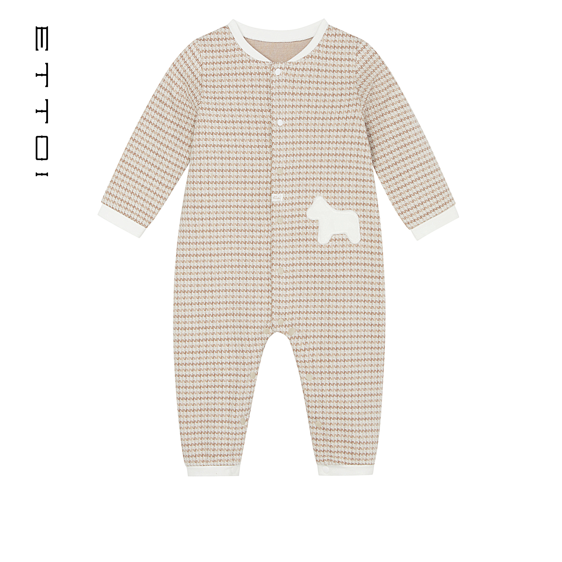 【朗姿集团】ETTOI爱多娃2025冬新款新生儿千鸟格连身衣帽子套装