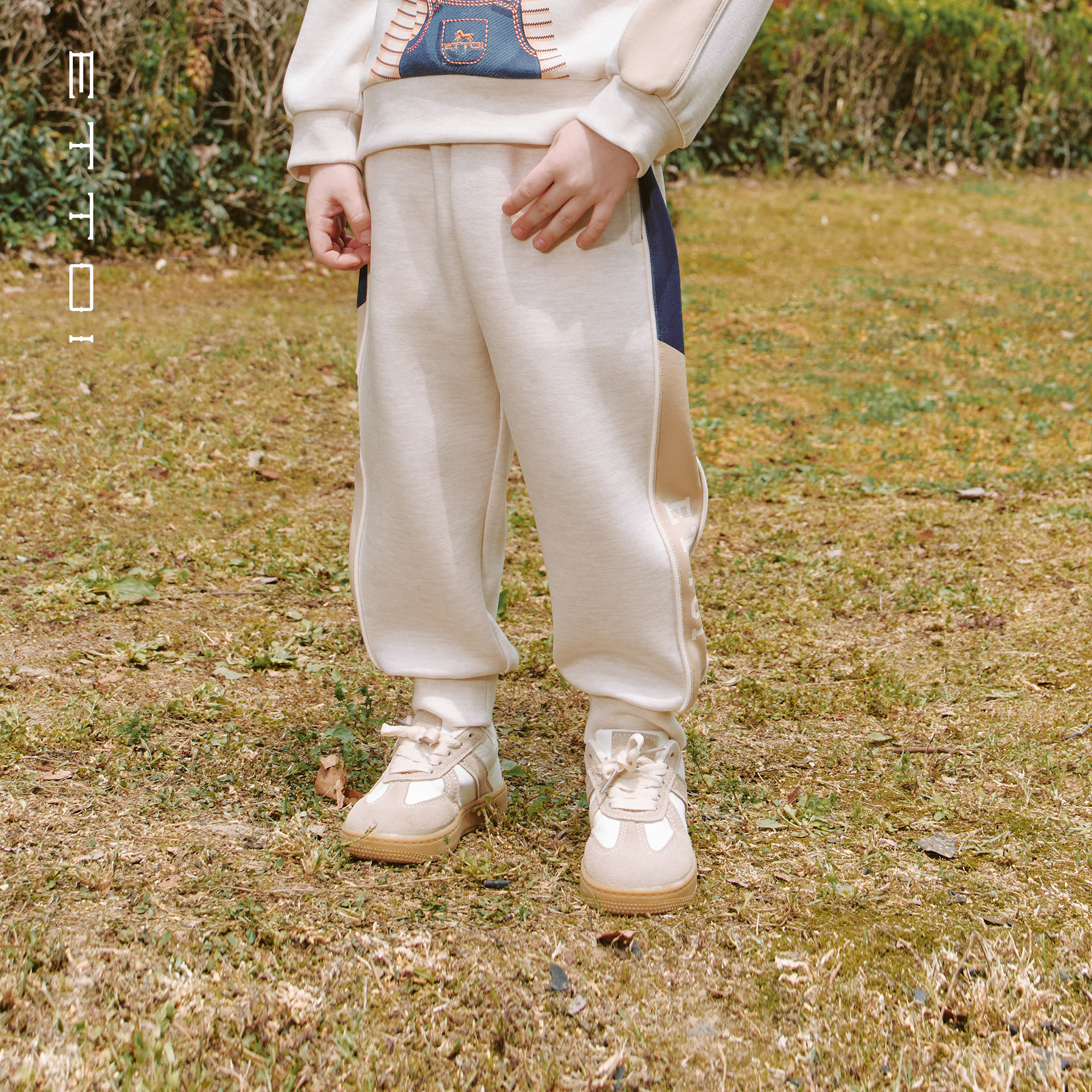 【绵羊毛】ETTOI爱多娃男童运动休闲风束脚撞色裤子2025秋冬新款