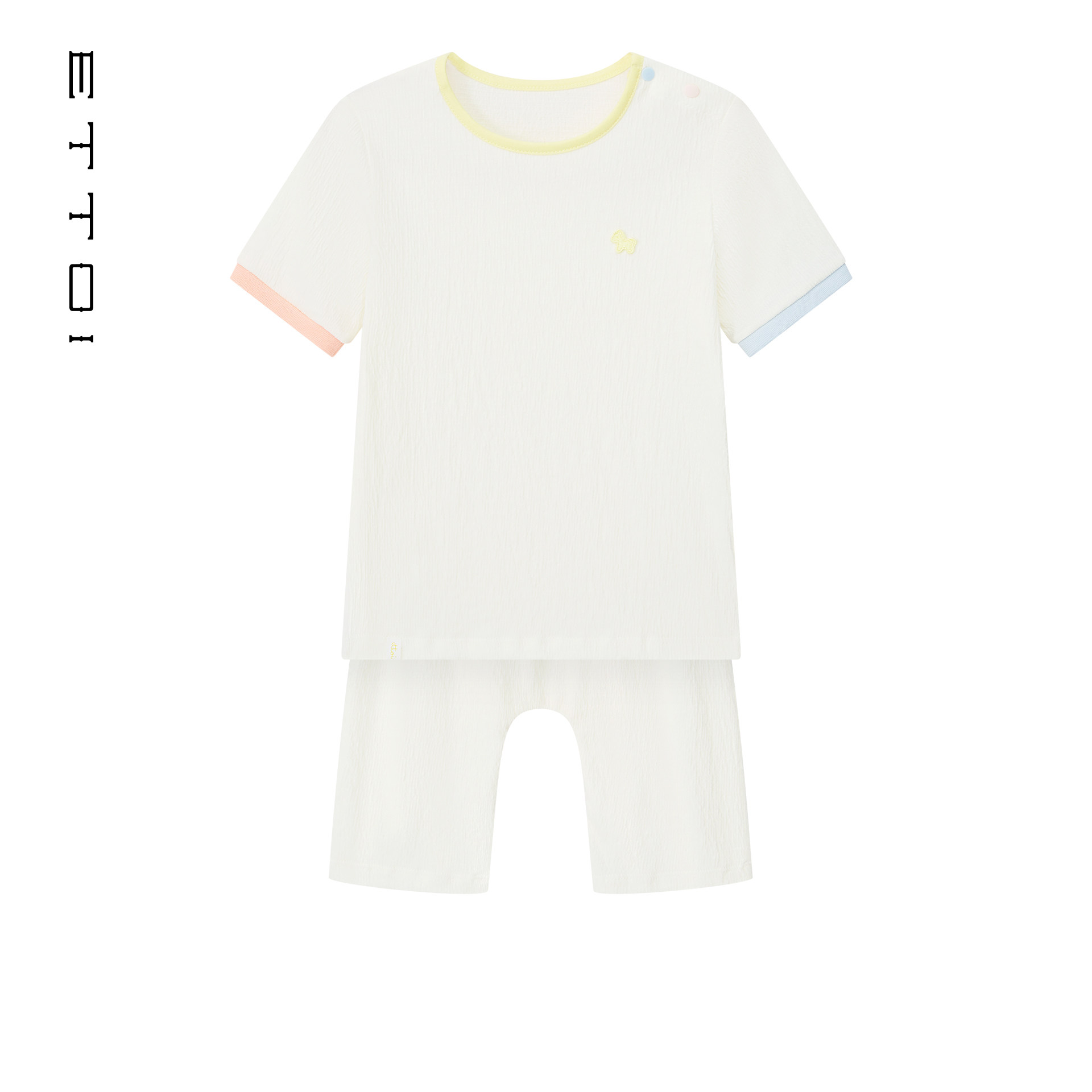 朗姿童装/ETTOI爱多娃新生儿外出套装撞色短袖上衣/裤子夏季新款