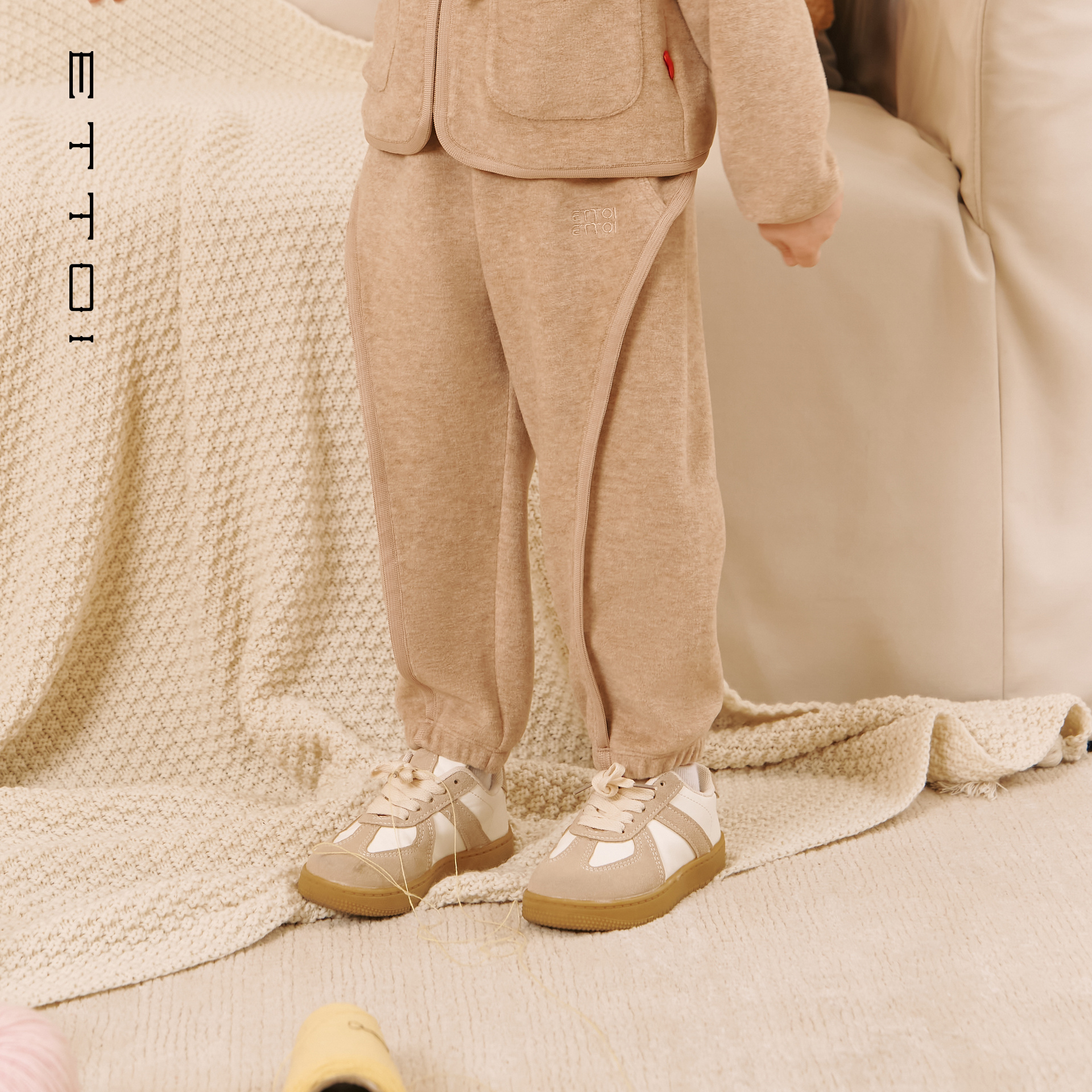 【绵羊毛】ETTOI爱多娃儿童裤子男女童简约直筒裤2025年冬季新款