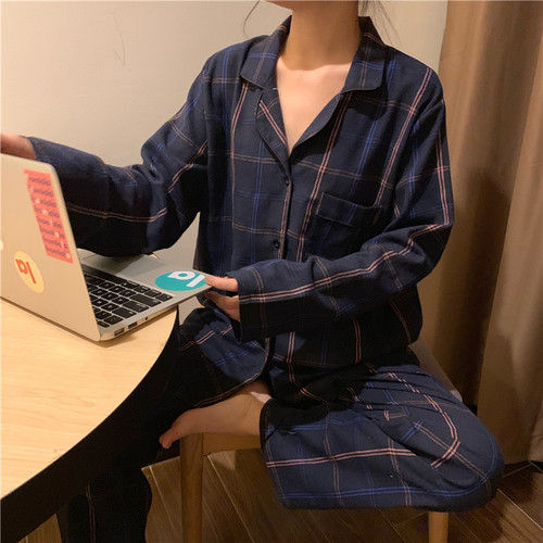 Real shot real price Korean version large size frosted couple autumn and winter loose leisure comfortable home clothes Pajama Set