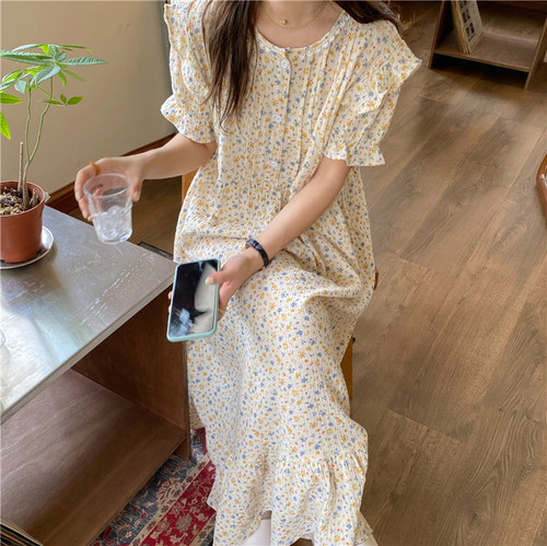 Real shooting and real price summer new Korean holiday style small flower dress, nightdress, home clothes can be worn out