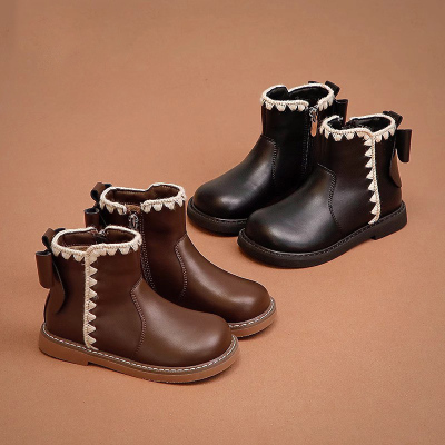 真皮女童小短靴公主鞋