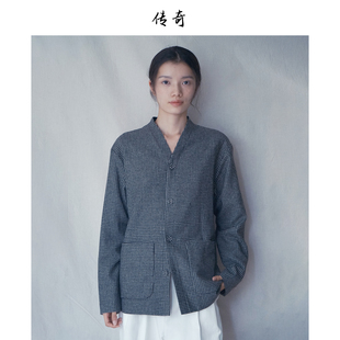 休闲羊毛呢外套 意大利进口复古千鸟格子夹克2025女冬新款 传奇