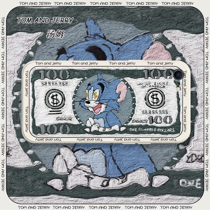 钞票猫和老鼠适用苹果xsmax手机壳xr/xs/x液态硅胶se2/3全包防摔iPhone8plus情侣7p新款6sp卡通6s创意保护套