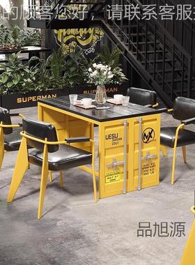 工业风桌椅沙网红西餐创意烧烤店铁艺桌厅小椅LD-86922酒馆酒吧清