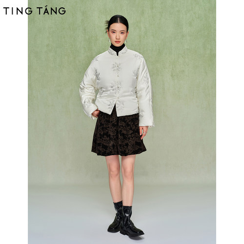 厅唐新中式刺绣夹棉棉服外套