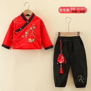 男童汉服中国风秋冬加绒古风套装儿童唐装拜年服宝宝新年装演出服