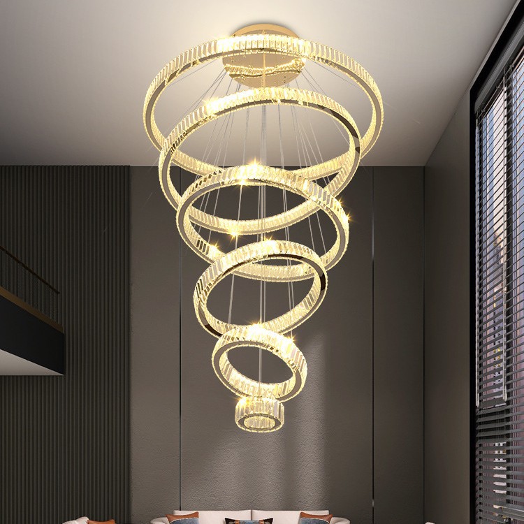 轻奢复式楼别墅挑空大气水晶吊灯