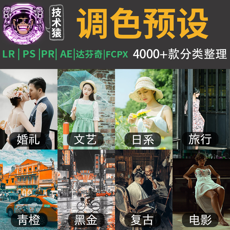 lr调色预设prps滤镜剪映Lightroom日系胶片婚礼电影人像青橙黑金-封面