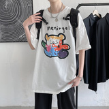 短句-ins小熊印花短袖t恤男女夏季港风情侣半袖上衣C417-T01-P25，男装T恤，电商A058-1（原电商C417）