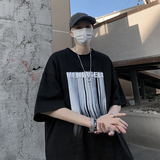 wassuphappy纯棉白色t恤短袖男款夏季潮牌美式套装宽松工装短裤，男装T恤，电商A058-1（原电商C417）