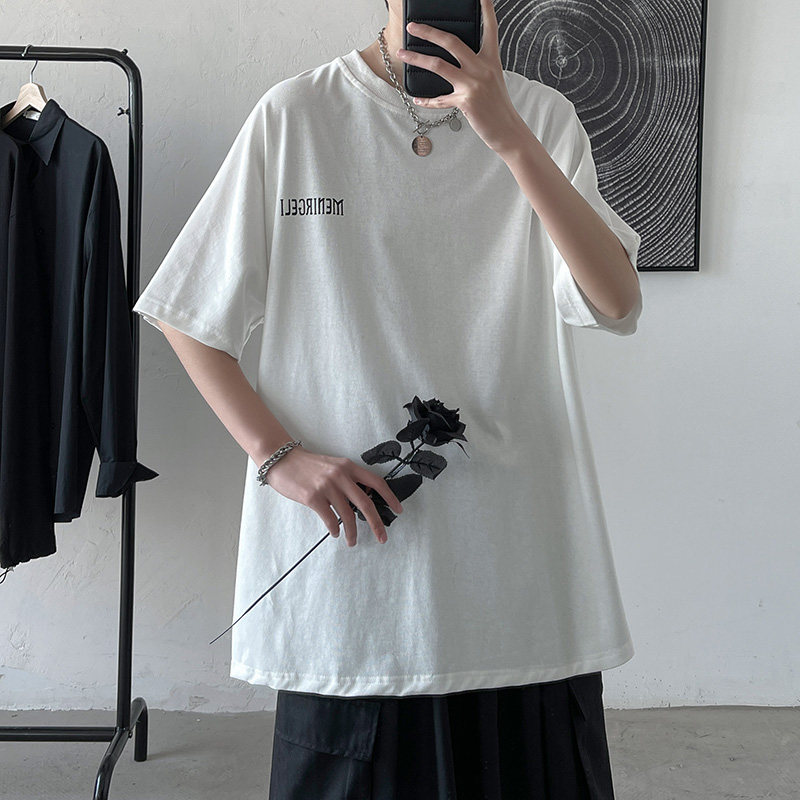 夏季潮流短袖t恤男ins宽松蝙蝠衫韩版嘻哈中袖上衣C417-T06-P30,男装T恤,电商A058-1（原电商C417）