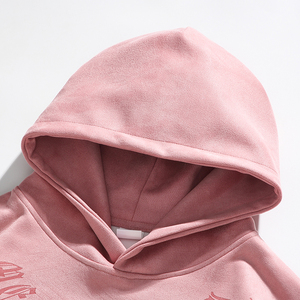 WY137-特批45控68 400克抖音品 秋季重磅麂皮绒烧花连帽卫衣外套图片