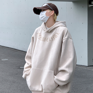 WY137-特批45控68 400克抖音品 秋季高街麂皮绒烧花连帽卫衣外套图片