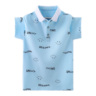 男童短袖T恤夏季纯棉带领Polo衫中大童男孩半袖翻领T恤儿童夏装潮